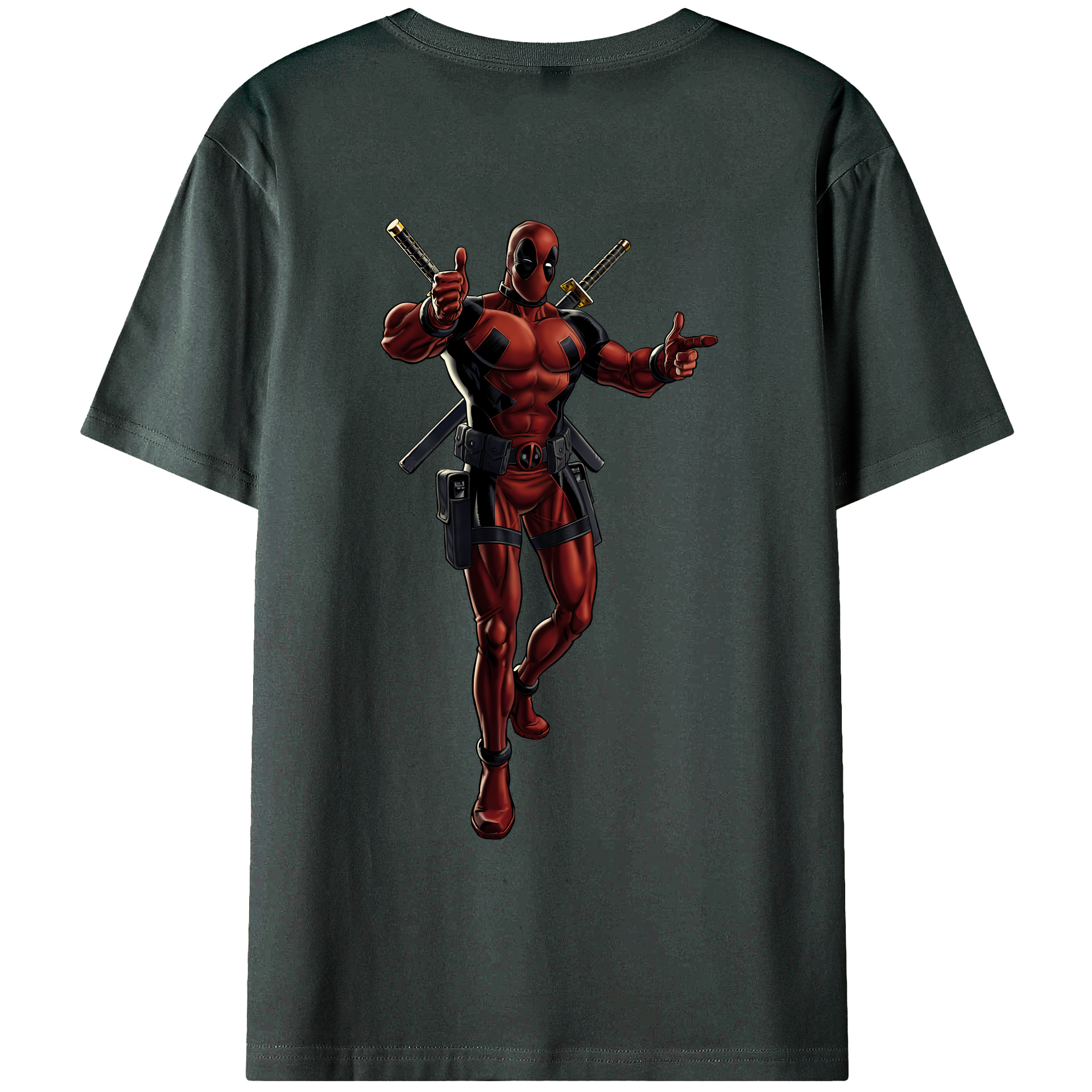 （画像用） Deadpool デッドプール 綿100％ メンズ半袖Tシャツ（バックプリント） 通気性